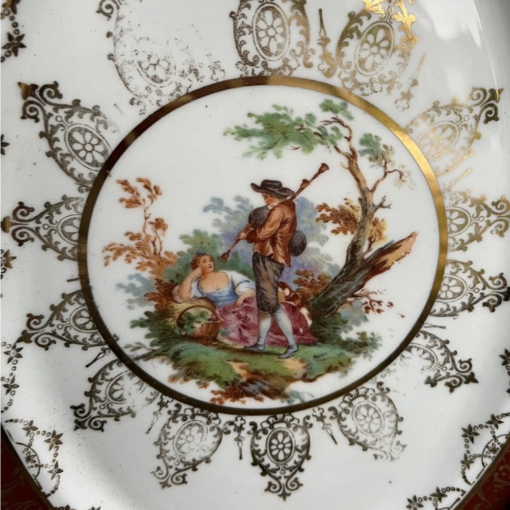 2 Atlas China 22 Karat Gold Serving Plate Platter Wood Framed Art Tall Vintage - Picture 4 of 13
